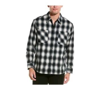NEW The Kooples Pearl Snap Flannel Shirt Mens L 100% Cotton Long Sleeve $315
